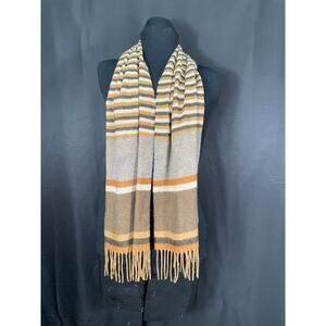 Vintage Cashmink by V. FRAAS Fringed Soft Scarf, Neutral Brown Hues